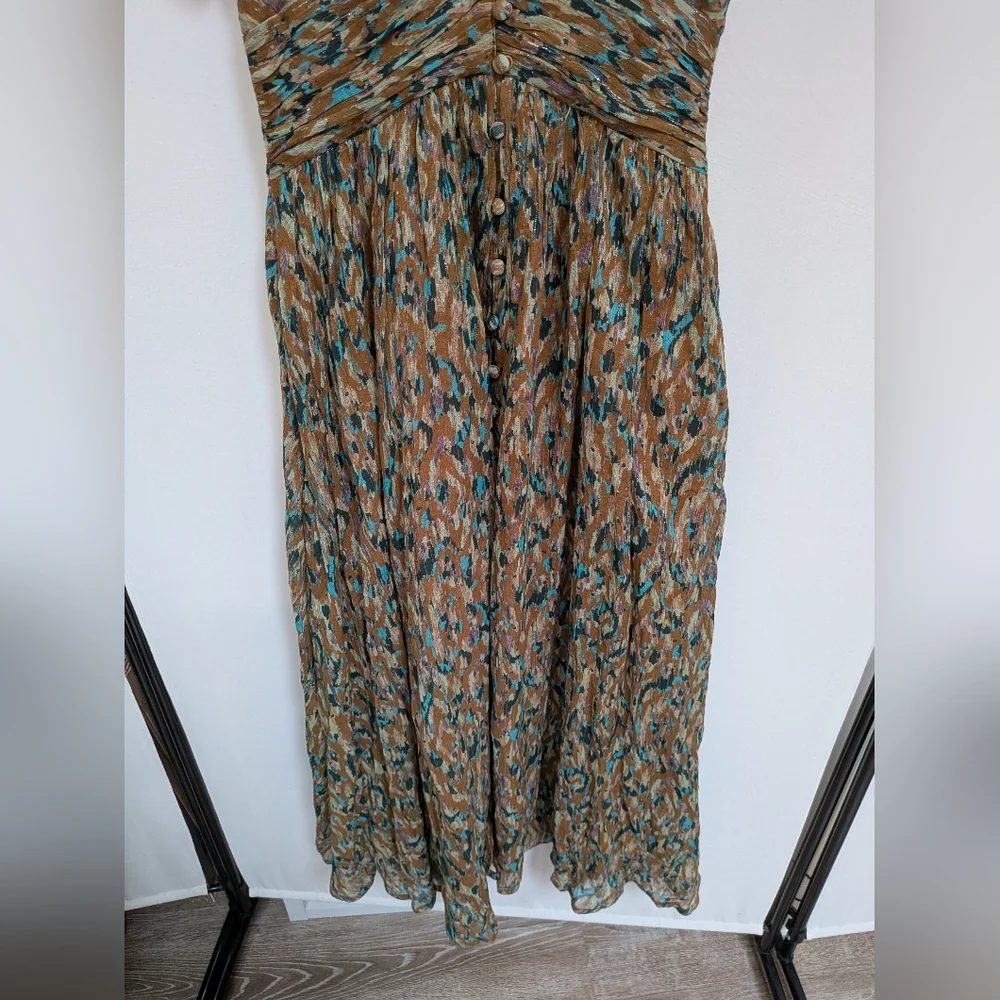 NWT By Anthropologie The Katerina Lurex Button Front Neutral Midi Dress Size 2 - Picture 9 of 16